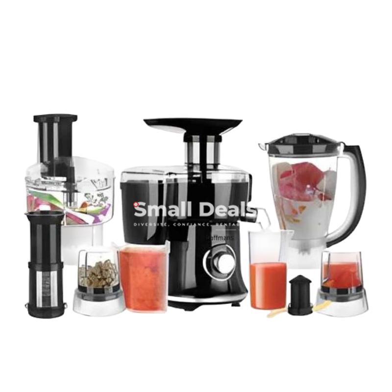 Robot Multifonction HOFFMANS 4 en 1 – 1200W – Corps Inox – Blender 1,5L – Extracteur de Jus – Écrase Épices – Hacheur Viande