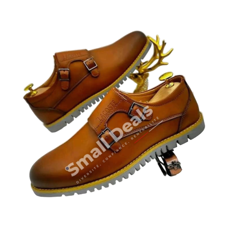 Chaussures Lacoste Homme à Double Boucle – Cuir Lisse – Semelle Crantée