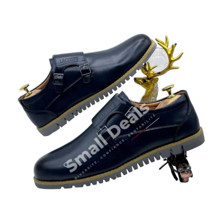 Chaussures Lacoste Homme à Double Boucle – Cuir Lisse – Semelle Crantée