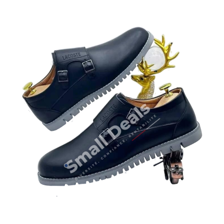 Chaussures Lacoste Homme à Double Boucle – Cuir Lisse – Semelle Crantée