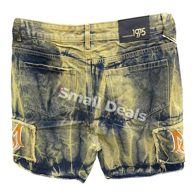 Short Homme DENIX 1975 – Jean Noir et  bleu délavée – Look Streetwear