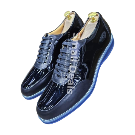 Derbies Homme Sepol en Cuir Verni Noir et Bordeaux Foncé – Élégance Bimatière et Raffinement Intemporel