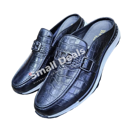 Sandales Berluti Paris Homme - Cuir Embossé Croco Noir - Élégance Artisanale Italienne