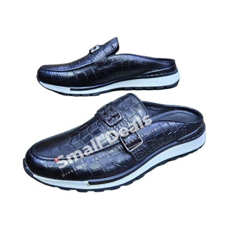 Sandales Berluti Paris Homme - Cuir Embossé Croco Noir - Élégance Artisanale Italienne