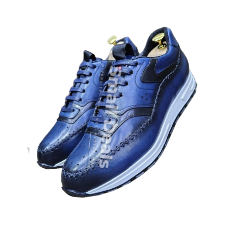 Berluti Paris Baskets Basses Homme en Cuir – Coloris Marron, Noir et Bleu – Élégance Italienne Contemporaine