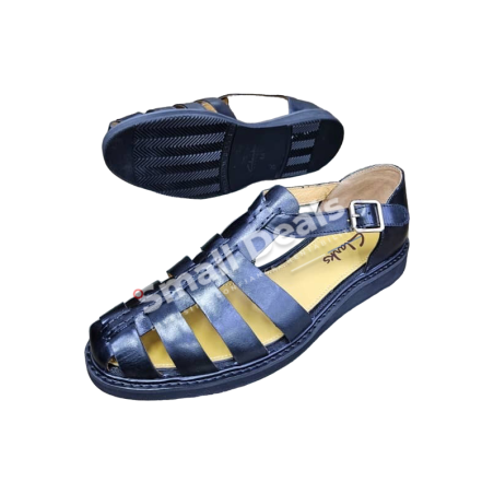 Sandales Clarks Homme en Cuir Noir – Modèle Sunder Cross – Confort et Élégance au Quotidien