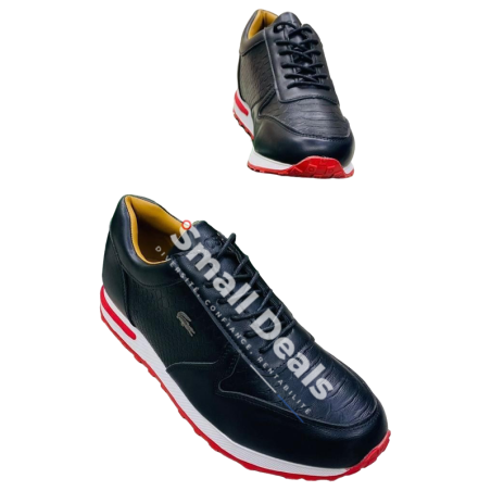 Sneakers Lacoste Homme en Cuir avec Motif Crocodile – Noir, Marron ou Bleu –  Confort Haut de Gamme