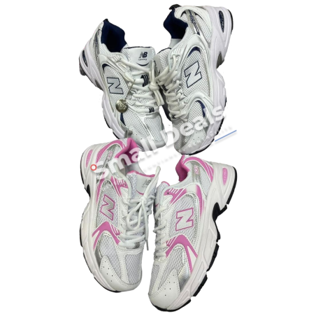 Sneakers New Balance 530 Homme – Blanc / Argent Métallisé / Rose Fuchsia– Style Rétro et Confort ABZORB