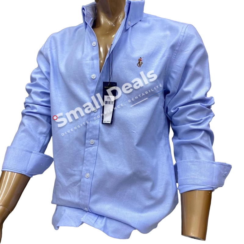 Chemise Ralph Lauren Homme– Manches Longues –100% Coton – Coupe Droite