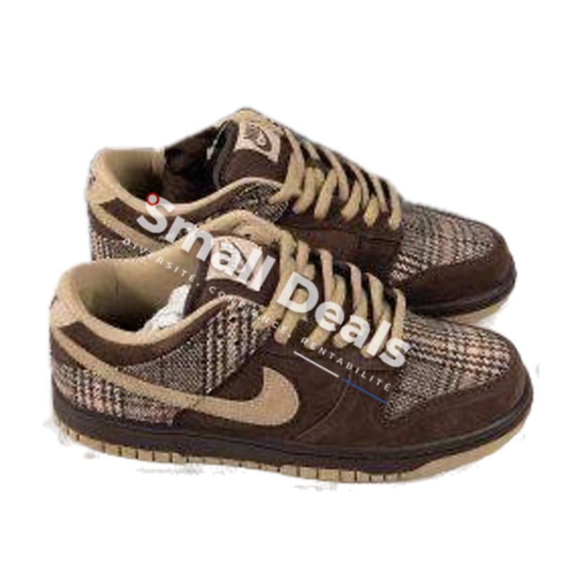 Nike Dunk Low Homme – Rouge/Blanc/Marron Foncé & Marron/Beige – Sneakers Iconiques au Style Rétro