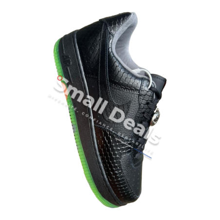 Nike Air Force 1 Low Homme – Noir Détail Croco / Semelle Verte & Marron Foncé / Orange – Édition Premium
