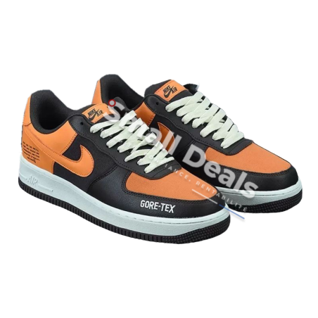 Nike Air Force 1 Low Homme – Noir Détail Croco / Semelle Verte & Marron Foncé / Orange – Édition Premium