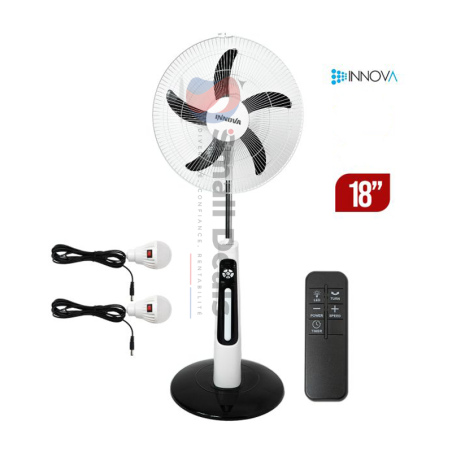 Ventilateur sur pied rechargeable INNOVA IN817-RF – 18 pouces – Télécommande – Batterie intégrée