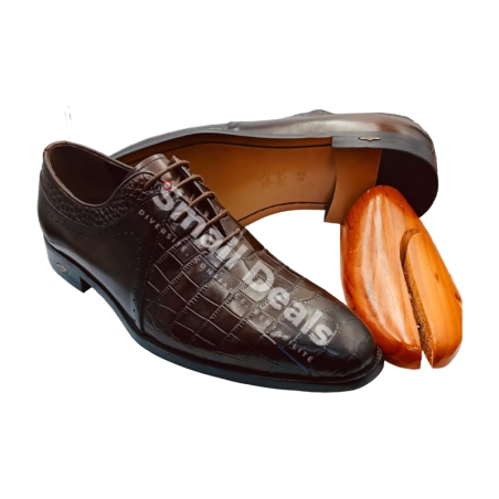 Chaussure Richelieu Homme Hermès Paris – Cuir Véritable Croco Marron Élégance Luxe
