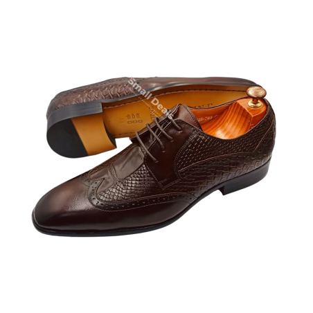 Chaussure Richelieu Brogue John Foster – Cuir Texturé Marron