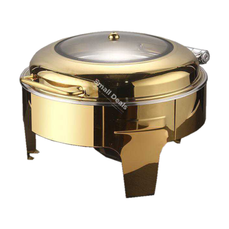 Marmite Chauffante Rond de Luxe Dorée – 7,5 L avec Couvercle Vitré