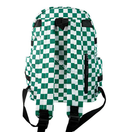 Sac à dos Fashion – Grande taille – Vert avec détails à carreaux blanc et vert