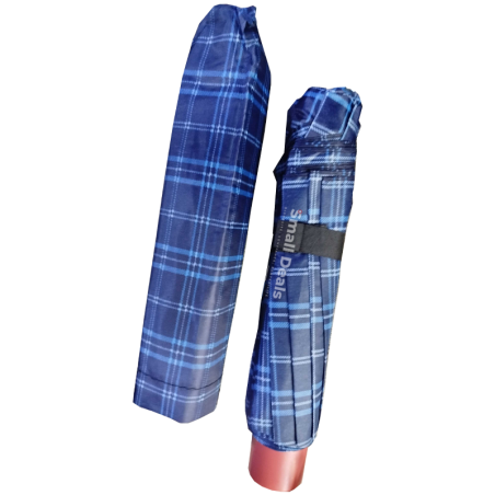 Parapluie Grande Taille Pliable – Bleu Carrelé – Résistant et Élégant