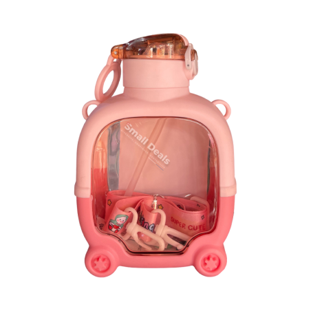 Gourde enfant transparente en forme d’ours avec 4 roues