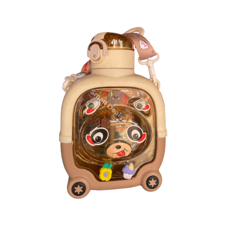 Gourde enfant transparente en forme d’ours avec 4 roues
