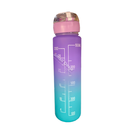 Gourde enfant 900ml avec graduation extérieure violet bleu mat
