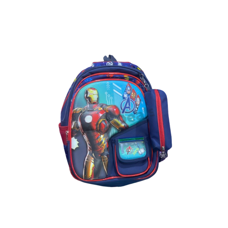 Sac à dos enfant Ironman – Petite taille avec trousse – Bleu à motif super-héros
