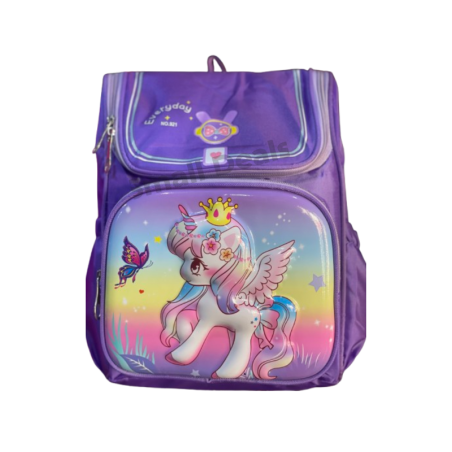 Sac à dos enfant Everyday No. 921 – Taille moyenne – Violet avec dessin licorne multicolore