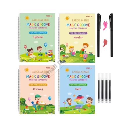 Cahiers magiques Sank Magic – Kit d’apprentissage réutilisable pour enfants (Version Française & Anglaise)