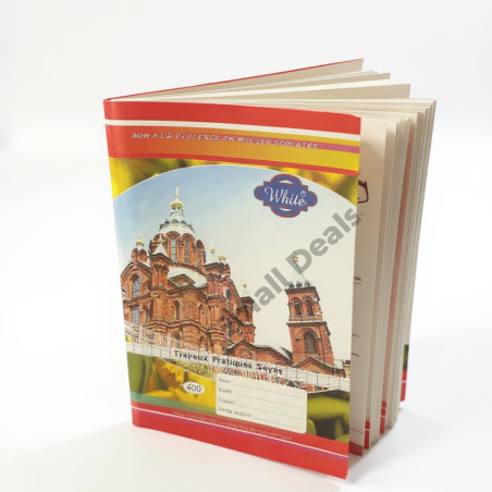 White Pack de 3 Cahiers Scolaires 400 Pages Travaux Pratiques