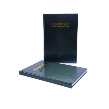 Registre de Bureau 300 Pages – Couverture Dure Noire Professionnelle