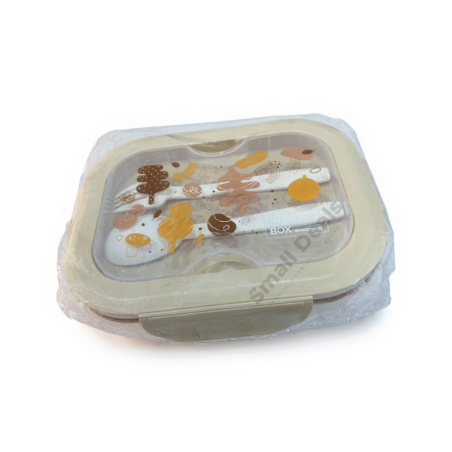 Lunch Box Enjoy the Delicacy Beautiful Life avec Couverts – Beige Blanc Cassé