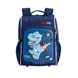 Sac à Dos Scolaire Enfant JKDOK – Bleu Marine – Motif Tyrannosaure Bleu Clair & Étoiles