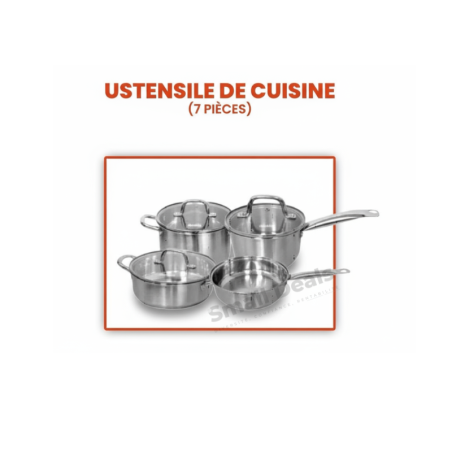 Ensemble casseroles et poêle–Acier inoxydable avec couvercles en verre
