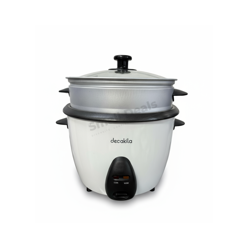 Decakila KEER034W Cuiseur de Riz – 1,8L avec Compartiment Vapeur Antiadhésif