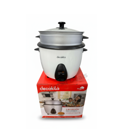 Decakila KEER034W Cuiseur de Riz – 1,8L avec Compartiment Vapeur Antiadhésif