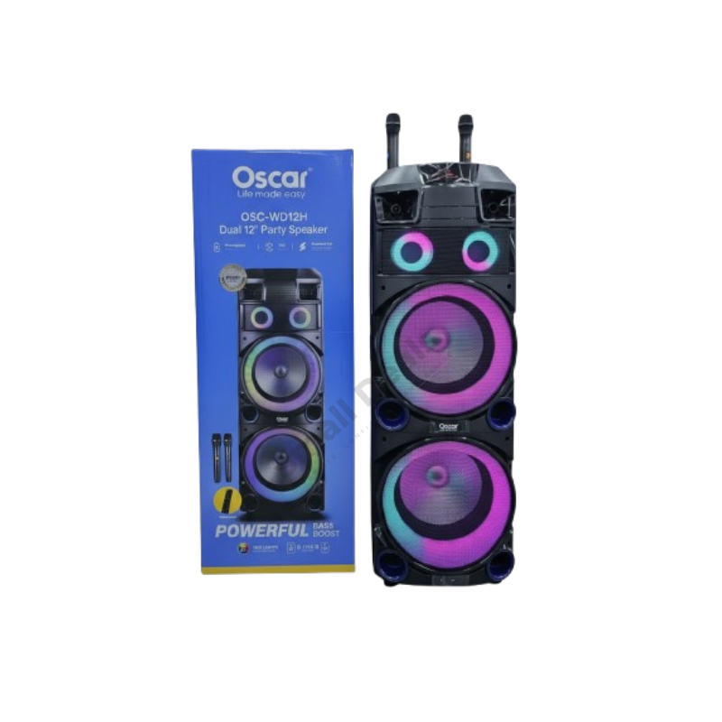 Haut Parleur OSCAR OSC-WD12H – Portable, Sans fil, 2 Micros