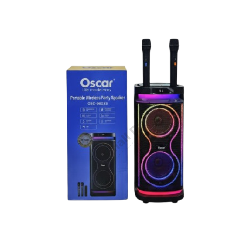 Haut parleur OSCAR OSC-08D33 – Portable, Sans fil, Karaoké 2 Micros