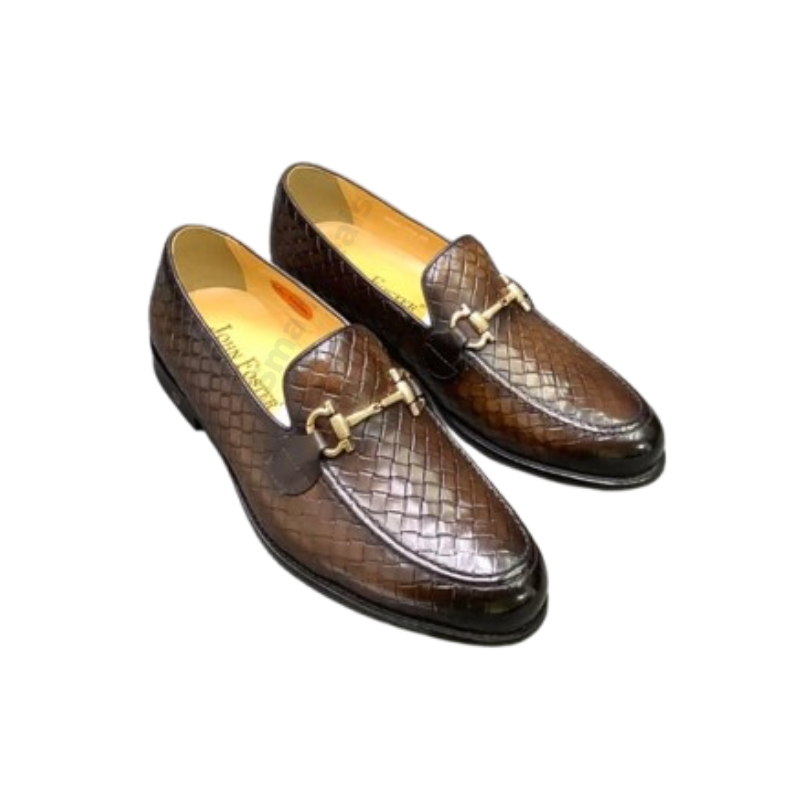 Mocassins John Foster Cuir Brun – Mors Doré – Chaussures Élégantes