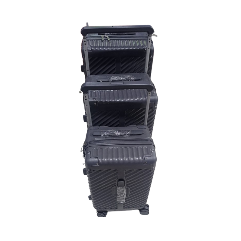 Ensemble de valises Kalida noir cuir – 3 tailles – roulettes