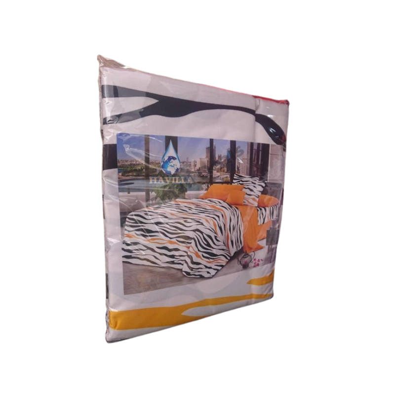 Draps ZebraLine jaune noir blanc 3 places coton 80%