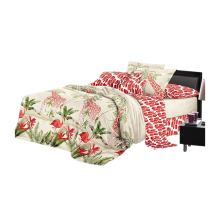 Draps RedLine Blanc & Rouge – 3 Places – 80% Coton – 250×240 cm – Parure 4 Pièces