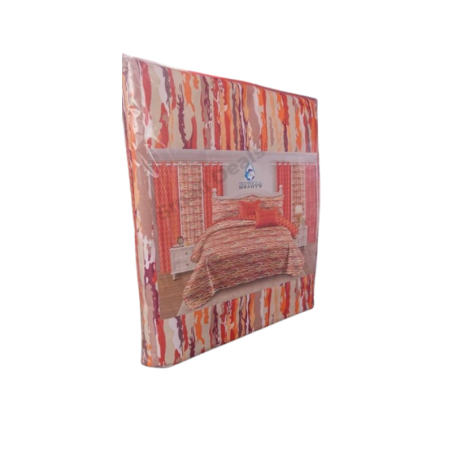 Draps Harmony Jaune Orangé – 3 Places – 80% Coton – 250×240 cm – Parure 4 Pièces