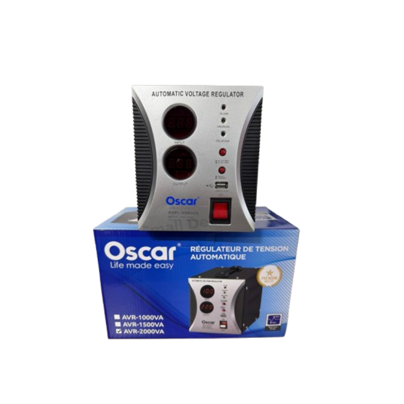 Régulateur de tension automatique Oscar (AVR) - 2000 VA - Protection de tension haut de gamme pour la maison et le bureau
