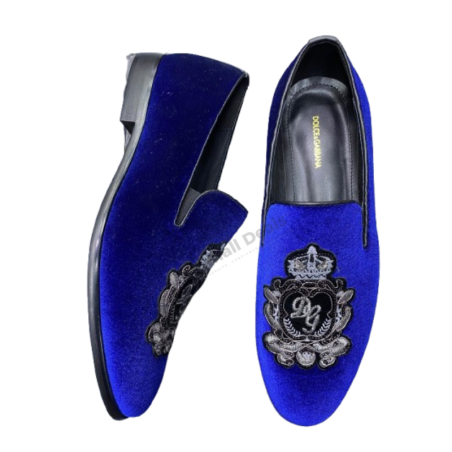 Dolce & Gabbana Milano Slippers Luxe Velours Bleu Roi Homme